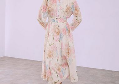 Φόρεμα φλοράλ με ζώνη SQ7629.8029+1 - Celestino - 