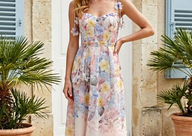 Φόρεμα Floral Midi Με Στρας & Τιράντες -  - 