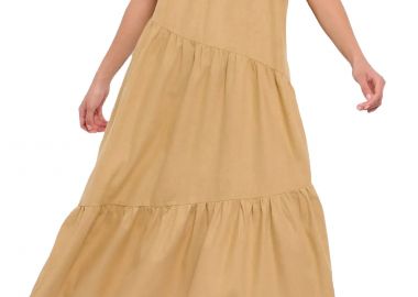 Φόρεμα Funky Buddha Midi FBL007-132-13-OAT MILK Γυναικείο - Funky Buddha - 