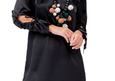 Φόρεμα Kendal + Kylie Shirred Sleeves A Line Mini KKW3703007-BLACK Γυναικείο - Kendal + Kylie - 