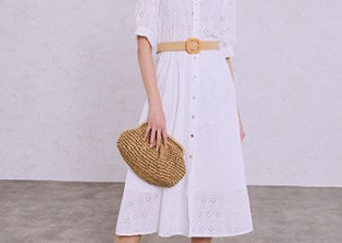 Φόρεμα κεντητό με ψάθινη ζώνη SQ8011.8018+1 - Celestino - 