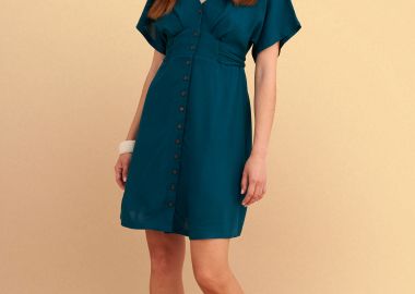 Φόρεμα κοντό με κουμπιά μπροστά - 5206179097048 -  - 