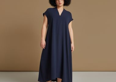 Φόρεμα κρεπ airwashed με πτυχώσεις - MAT FASHION - 