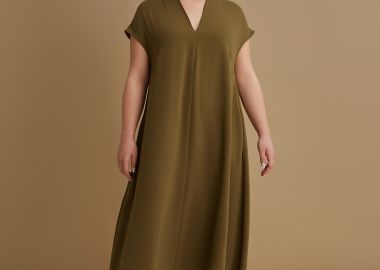 Φόρεμα κρεπ airwashed με πτυχώσεις - MAT FASHION - 