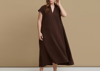 Φόρεμα κρεπ airwashed με πτυχώσεις - MAT FASHION - 