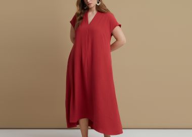 Φόρεμα κρεπ airwashed με πτυχώσεις - MAT FASHION - 