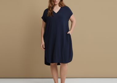 Φόρεμα κρεπ airwashed V - MAT FASHION - 