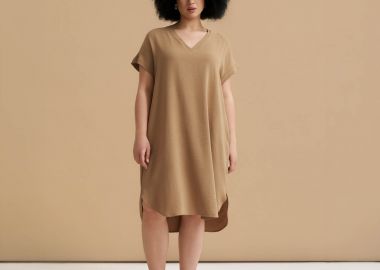 Φόρεμα κρεπ airwashed V - MAT FASHION - 