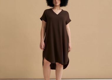 Φόρεμα κρεπ airwashed V - MAT FASHION - 