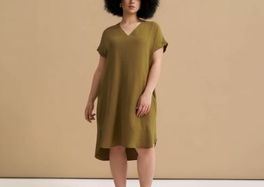 Φόρεμα κρεπ airwashed V - MAT FASHION - 