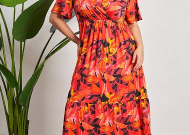 Φόρεμα κρουαζέ ελαστικό εμπριμέ φλοράλ -  - 