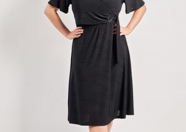 Φόρεμα κρουαζέ ελαστικό ζακάρ κυματιστό -  - 