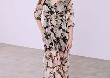 Φόρεμα κρουαζέ φλοράλ SQ7570.8901+1 - Celestino - 