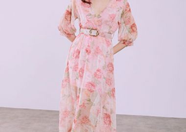 Φόρεμα κρουαζέ φλοράλ SQ7570.8901+2 - Celestino - 