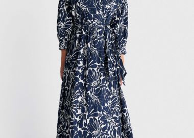 Φόρεμα κρουαζέ μίντι εμπριμέ - 5206179072434 -  - 