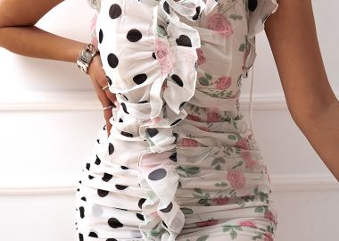 ΦΟΡΕΜΑ ΛΕΥΚΟ ΠΟΥΑ ΦΛΟΡΑΛ - BIANKA - fashionroom - 