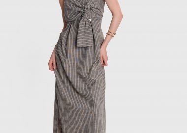 Φόρεμα λινό με φιόγκο - 5206634946690 -  - 