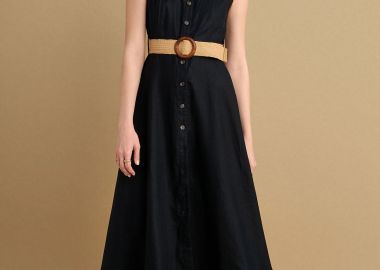 Φόρεμα λινό με ζώνη - 5206634916266 -  - 