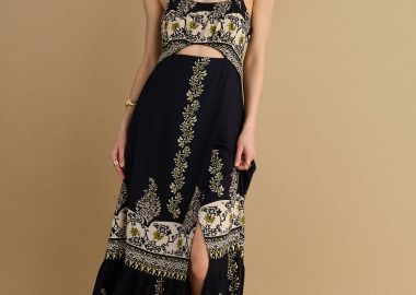 Φόρεμα μακρύ εμπριμέ με άνοιγμα - 5206634943408 -  - 