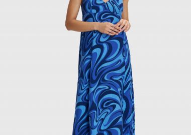 Φόρεμα μακρύ εμπριμέ με χιαστή πλάτη - 5206634982933 -  - 