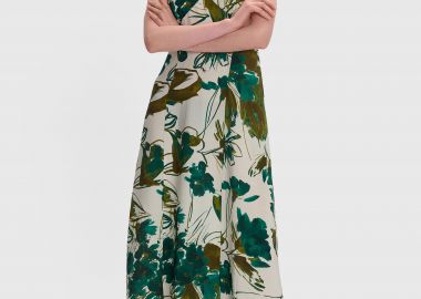 Φόρεμα μακρύ εμπριμέ με δαντέλα - 5206634957870 -  - 