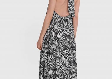 Φόρεμα μακρύ εμπριμέ με δέσιμο στο λαιμό - 5206634955760 -  - 