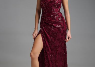 Φόρεμα Μακρύ Έναν Ώμο Με Πούλιες & Σούρες -  - 