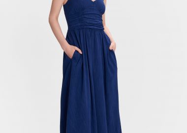 Φόρεμα μακρύ με σχέδιο στο μπούστο - 5206634950581 -  - 