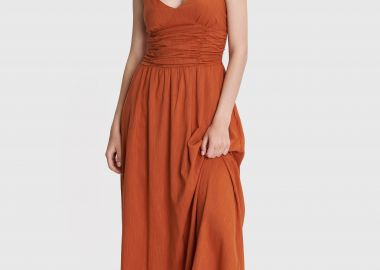 Φόρεμα μακρύ με σχέδιο στο μπούστο - 5206634950642 -  - 