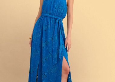 Φόρεμα μάξι broderie με ζώνη - 5206179096812 -  - 