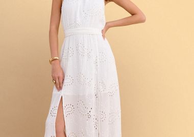 Φόρεμα μάξι broderie με ζώνη - 5206179096850 -  - 