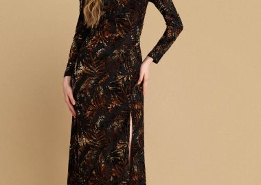 Φόρεμα μάξι εμπριμέ βελούδινο - 5206179056915 -  - 