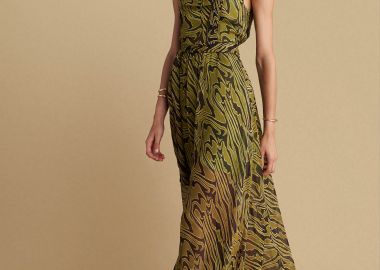 Φόρεμα μάξι εμπριμέ με ζώνη - 5206179048354 -  - 