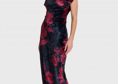 Φόρεμα μάξι φλοράλ βελούδινο - 5206179059640 -  - 