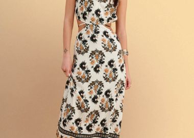 Φόρεμα μάξι φλοράλ με cut-out - 5206179087971 -  - 