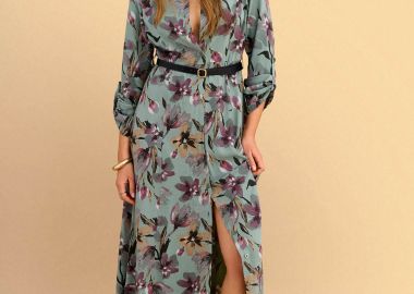 Φόρεμα μάξι φλοράλ με ζώνη - 5206179146791 -  - 