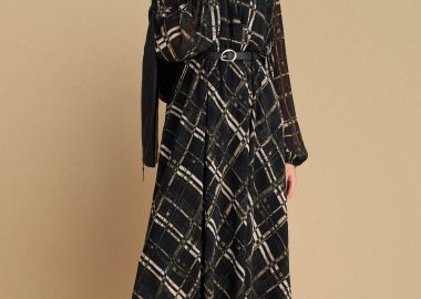 Φόρεμα μάξι μακρυμάνικο πλισέ με ζώνη - 5206634986399 -  - 