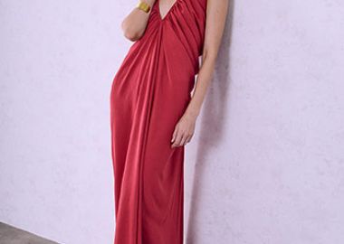 Φόρεμα μάξι με ανοιχτή V πλάτη SQ9419.8997+5 - Celestino - 