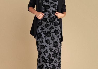 Φόρεμα μάξι με βελούδινα λουλούδια - 5206634986801 -  - 