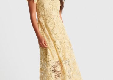 Φόρεμα μάξι με δαντέλα και 3D λουλούδια - 5206179082211 -  - 