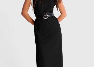 Φόρεμα μάξι με διχρωμία στα μανίκια - 5206179127530 -  - 