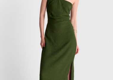 Φόρεμα μάξι με έναν ώμο και σκίσιμο - 5206634951113 -  - 