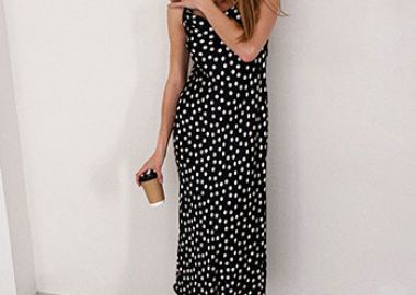 Φόρεμα μάξι με πουά SQ7629.8305+1 - Celestino - 