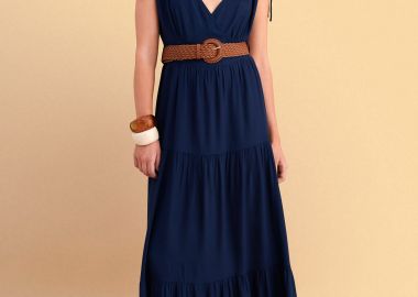 Φόρεμα μάξι με ψάθινη ζώνη - 5206179113373 -  - 