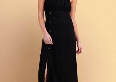 Φόρεμα μάξι με τιράντες και κουμπιά - 5206179097819 -  - 