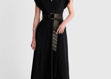 Φόρεμα μάξι με ζώνη και διακοσμητικές τσέπες - 5206179128179 -  - 