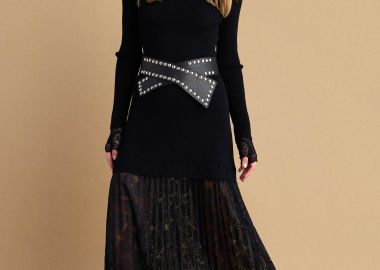 Φόρεμα μάξι πλεκτό με τούλι - 5206179031110 -  - 