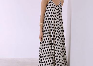 Φόρεμα μάξι πουά με βαμβάκι SQ7633.8201+2 - Celestino - 