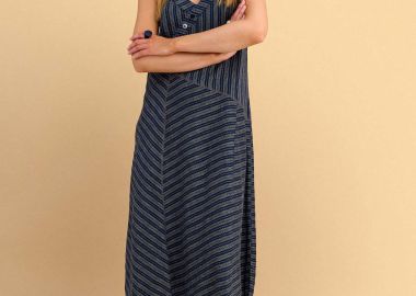 Φόρεμα μάξι ριγέ ασύμμετρο - 5206179124294 -  - 