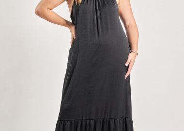 Φόρεμα μάξι σατινέ λαιμόκοψη halter -  - 